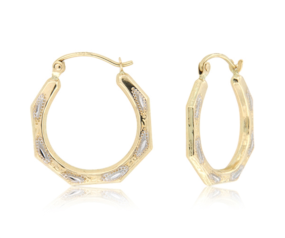 14K TwoTone SuperLight Stamped Earring